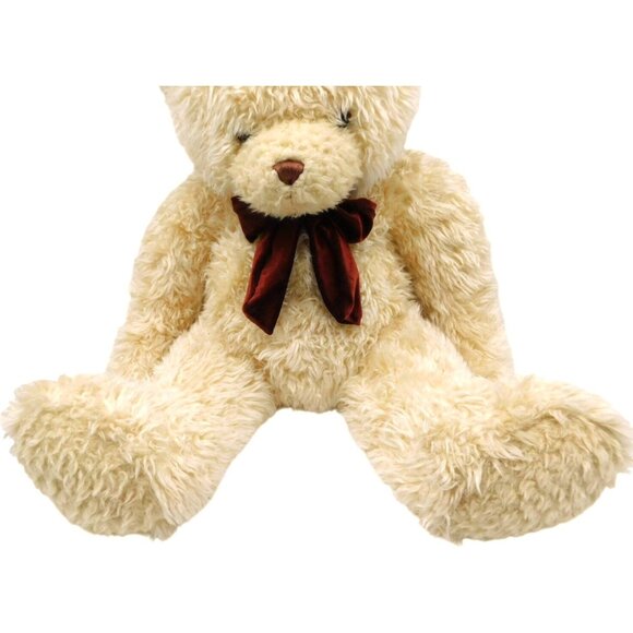 Vintage Caltoy Large 24" Cream Teddy Bear Plush Brown Bow - Picture 4 of 6
